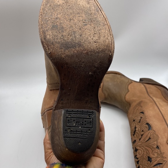 CORRAL Cowgirl Western Laser Tooled Snip Toe Boots Size 10M - Picture 6 of 14
